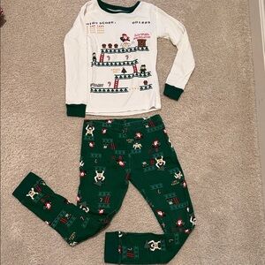 Carter’s Kids Level Up Video Game Pajama Set - Green and White festive, size 8